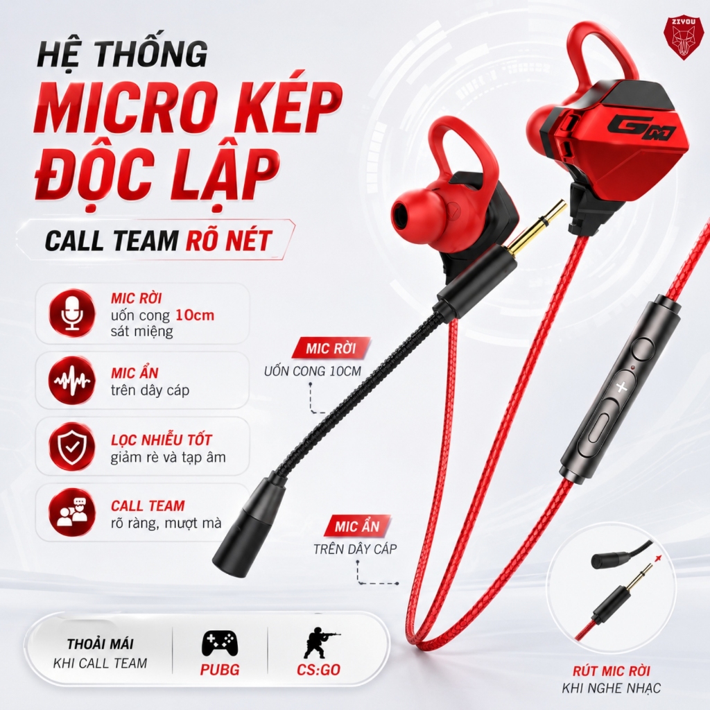 Tai Nghe Có Dây Chống Ồn Cao Cấp ZIYOU G10 Gaming Có Mic Rời Tiện Lợi Dùng Cho PC Laptop, Điện Thoại | BigBuy360 - bigbuy360.vn