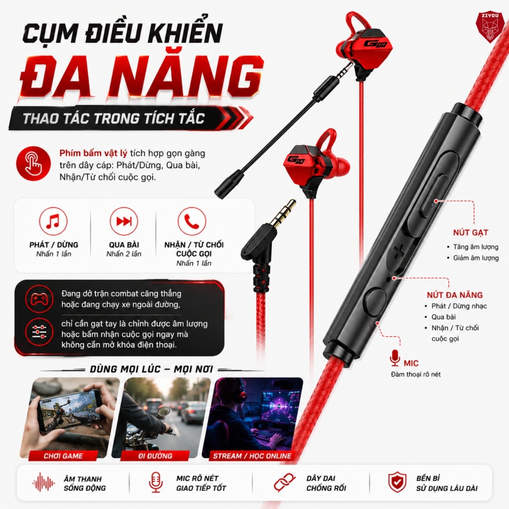 Tai Nghe Có Dây Chống Ồn Cao Cấp ZIYOU G10 Gaming Có Mic Rời Tiện Lợi Dùng Cho PC Laptop, Điện Thoại | BigBuy360 - bigbuy360.vn