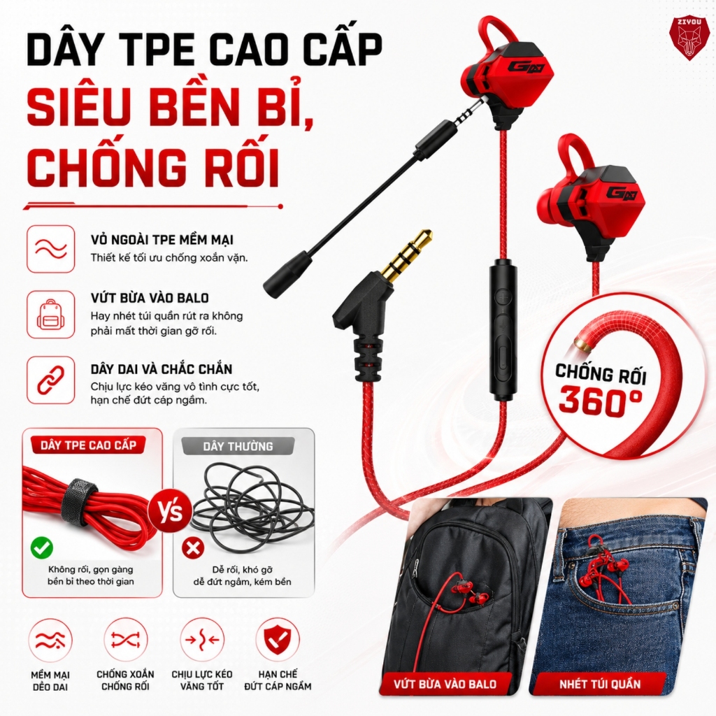 Tai Nghe Có Dây Chống Ồn Cao Cấp ZIYOU G10 Gaming Có Mic Rời Tiện Lợi Dùng Cho PC Laptop, Điện Thoại | BigBuy360 - bigbuy360.vn