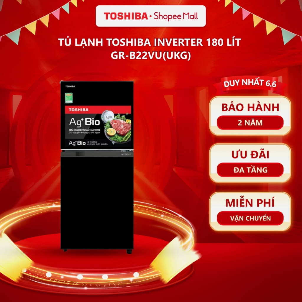 [Shopee Giao Lắp 0Đ HCM-HN Cũ] Tủ lạnh Toshiba Inverter 180 lít GR-B22VU(UKG)