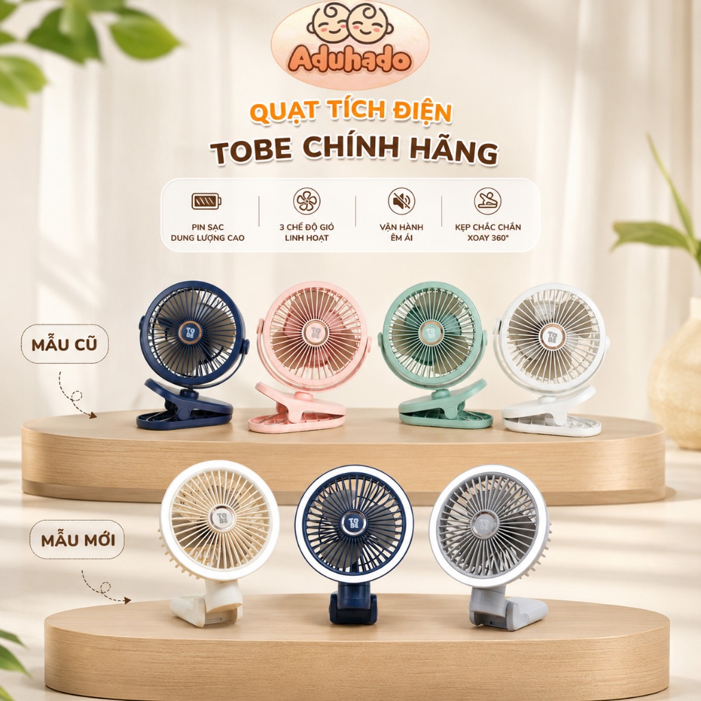 Quạt Tích Điện TOBE Xịn Xò , Pin cực trâu ( Mẫu Cũ 10000mah/ Mẫu mới 7200mah)