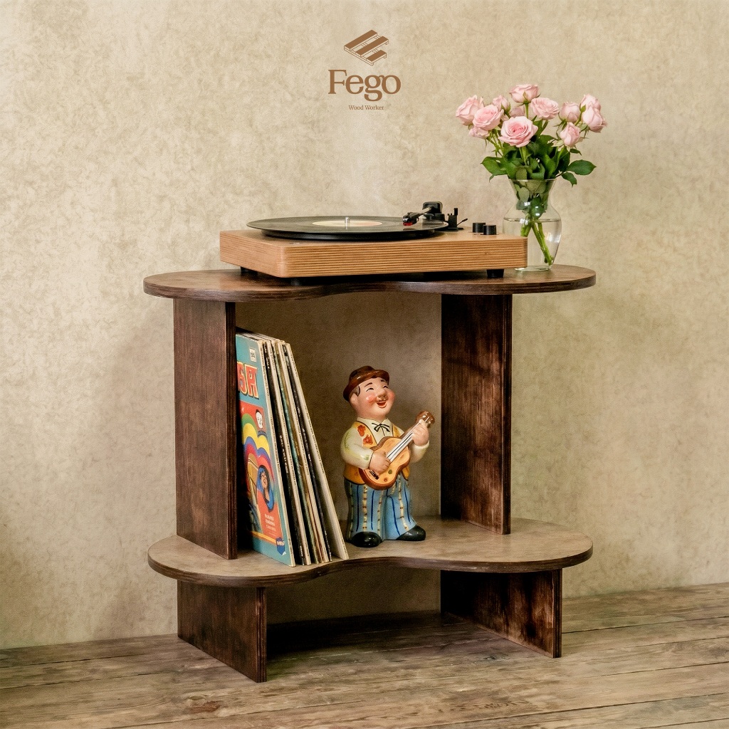 Kệ Đầu Giường 2 Tầng Gỗ Plywood - Kệ Đĩa Than Đa Năng Để Trưng Bày Phòng Khách, Decor Chụp Ảnh