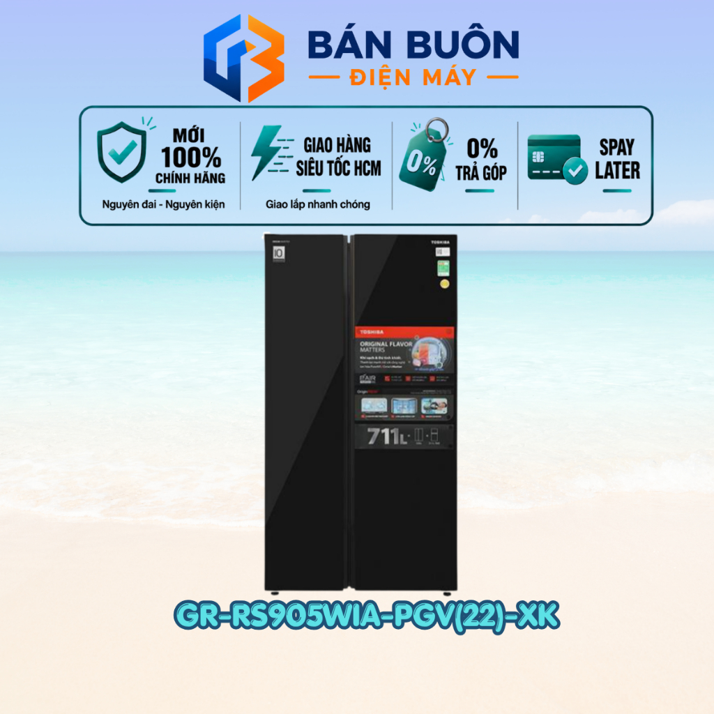 Tủ Lạnh Toshiba Side By Side GR-RS905WIA-PGV(22)-XK Inverter 711L - Kính Đen, Làm Đá Tự Động, WiFi
