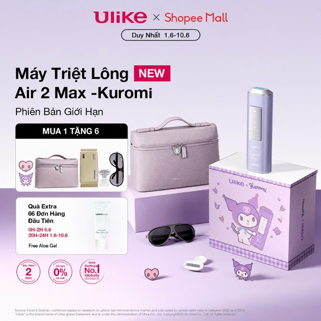 [Hannah] (Ulike x Kuromi) Máy Triệt Lông IPL Ulike AIR 2 MAX-Phiên Bản Giới Hạn-Công Nghệ USHR, Triệ