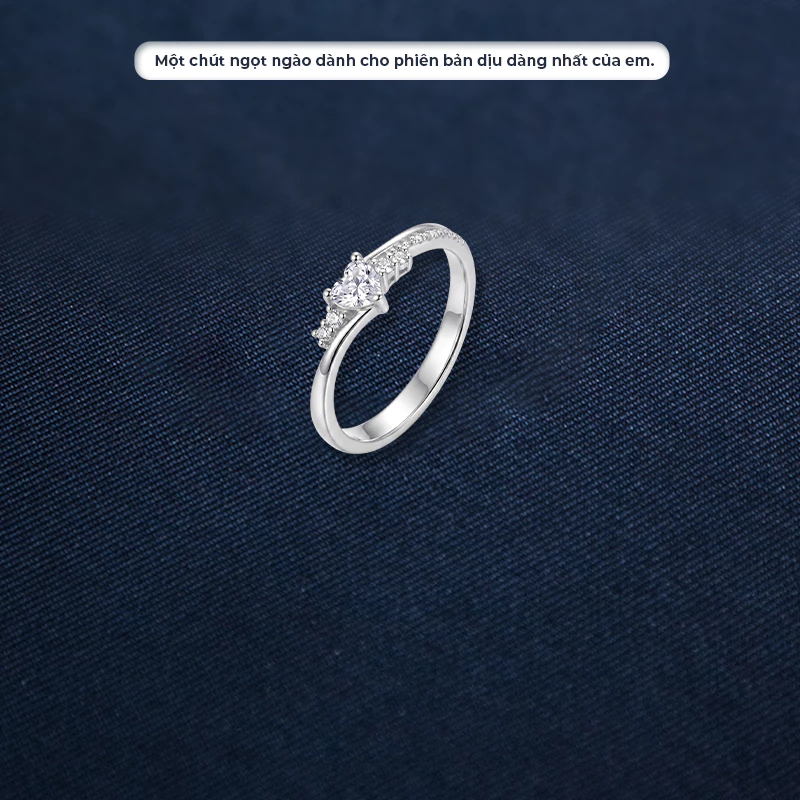 Nhẫn bạc Ý S925 đính đá trái tim Cupid Asimi Sweet Heart NA30 3