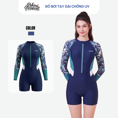 Đồ bơi một mảnh nữ tay dài chống UV đi biển - Bikini Passport - BS563_HOT