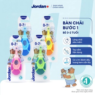 [Giao màu ngẫu nhiên] Combo 4 Bàn chải đánh răng Jordan bước 1 cho bé 0-2 tuổi, lông tơ mềm siêu mảnh bảo vệ nướu