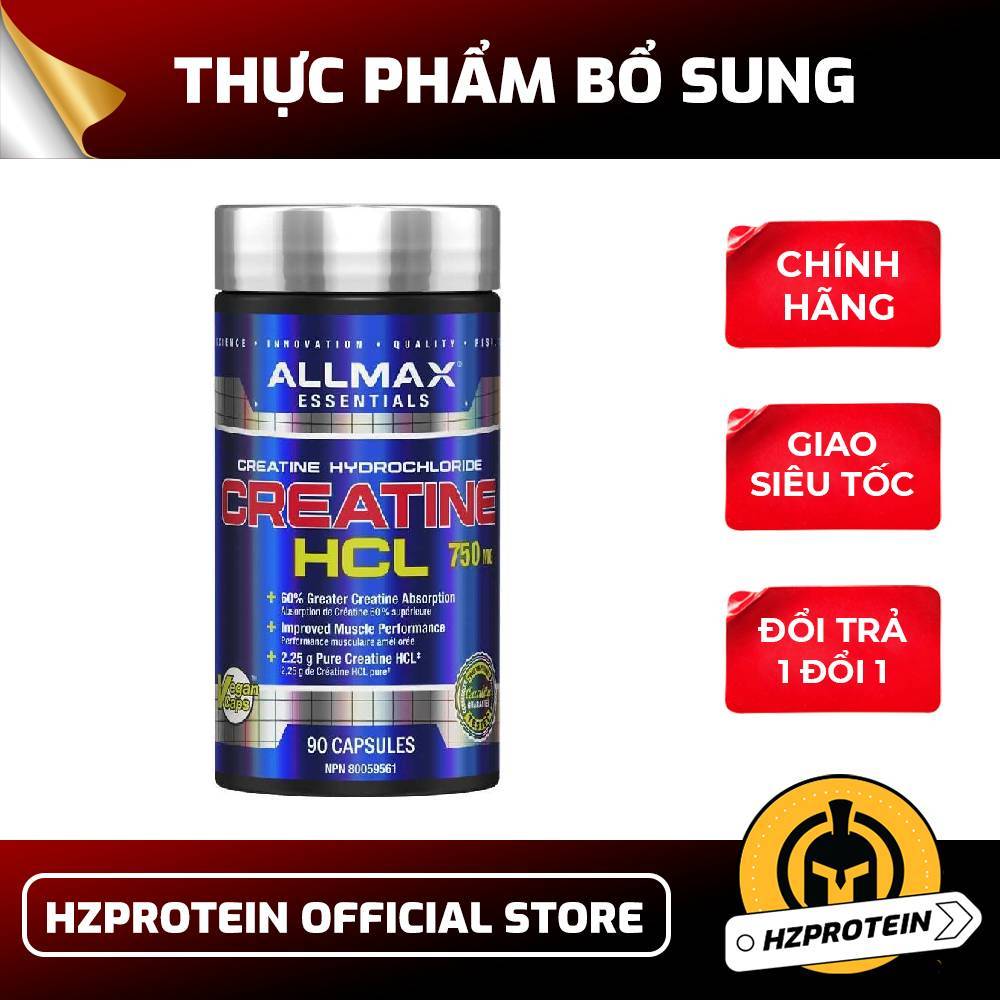 Allmax Essentials Creatine HCL 750mg - Thực Phẩm Hỗ Trợ Tập Luyện Thể Thao (90 Viên)