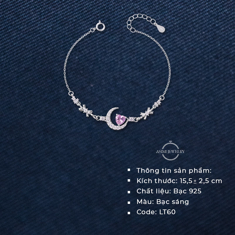 Lắc tay bạc ý Moon Half Asimi The Unsaid LT60 2