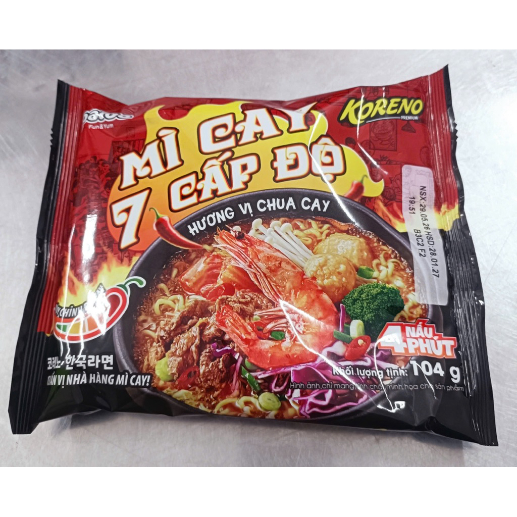 MÌ CAY 7 CẤP ĐỘ KORENO VỊ CHUA CAY 104G