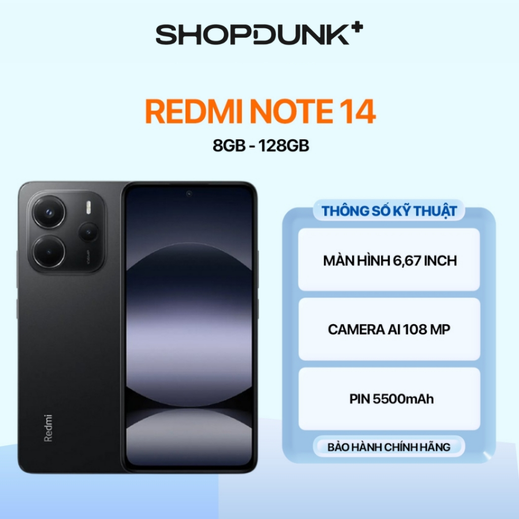 Điện Thoại Xiaomi Redmi Note 14 8GB 128GB Quốc Tế Chính Hãng
