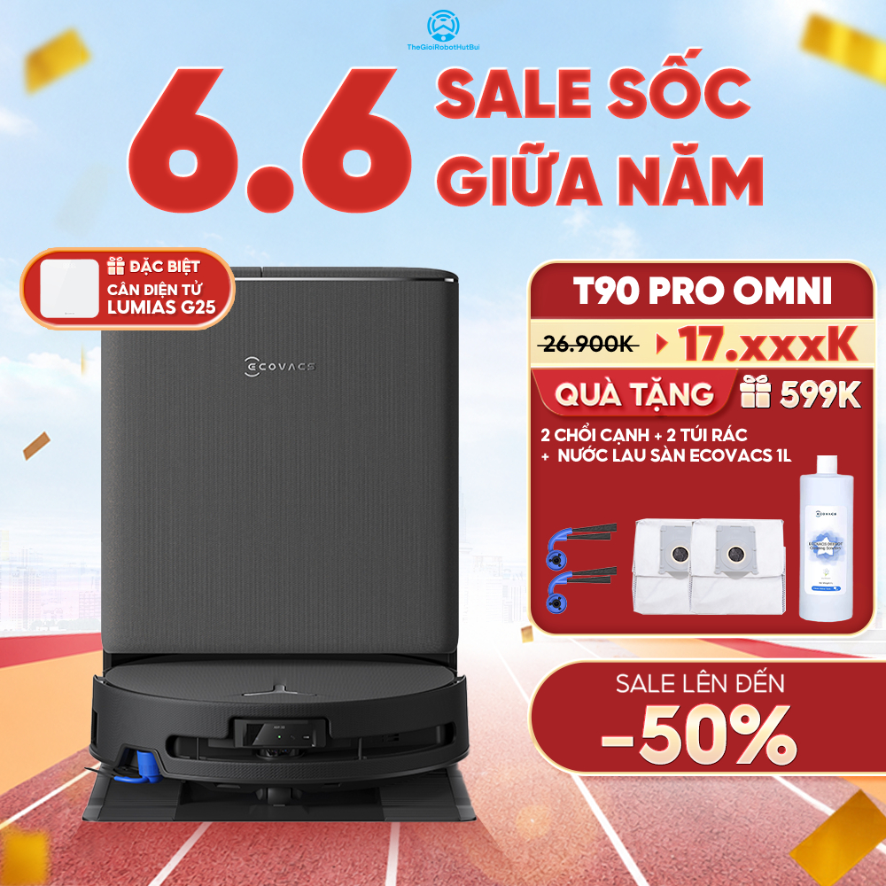 Robot hút bụi thông minh Ecovacs T90 PRO OMNI - Lực hút 30.000 Pa - Bảo Hành Chính Hãng 24 Tháng