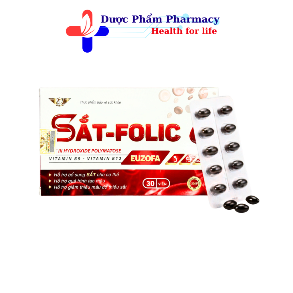 Viên Sắt Folic Cho Mẹ Bầu EUZOFA Bổ Sung Sắt Và Acid Folic – Hộp 30 viên