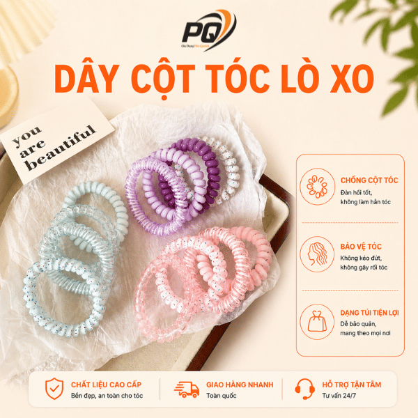 Set 4/6/8/16/20 Dây cột tóc lò xo dạng túi Beary Dây buộc tóc nữ Thun cột tóc cao su xoắn ốc Hàn Quố