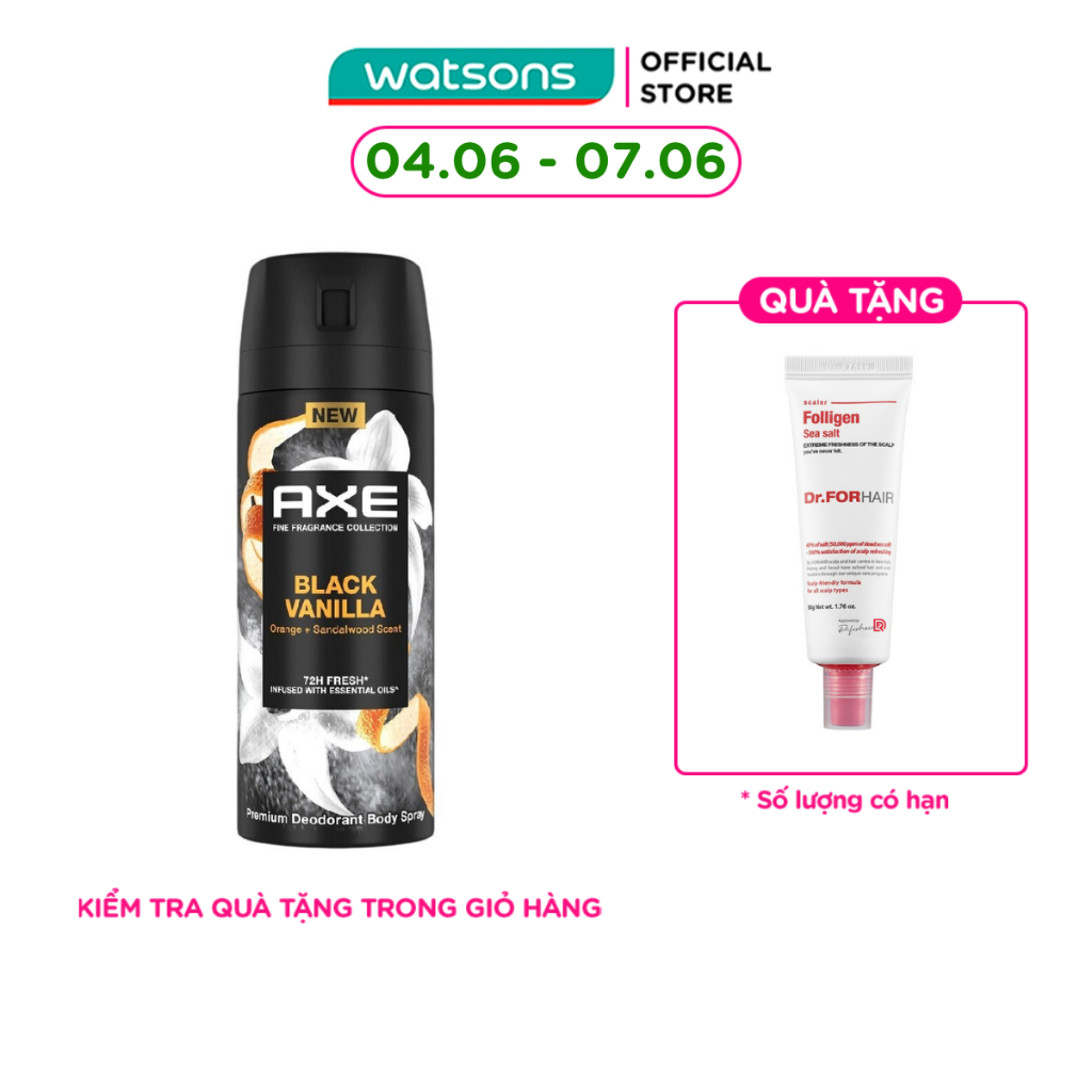 Xịt Ngăn Mùi Axe Hương Nước Hoa Black Vanilla 135ml