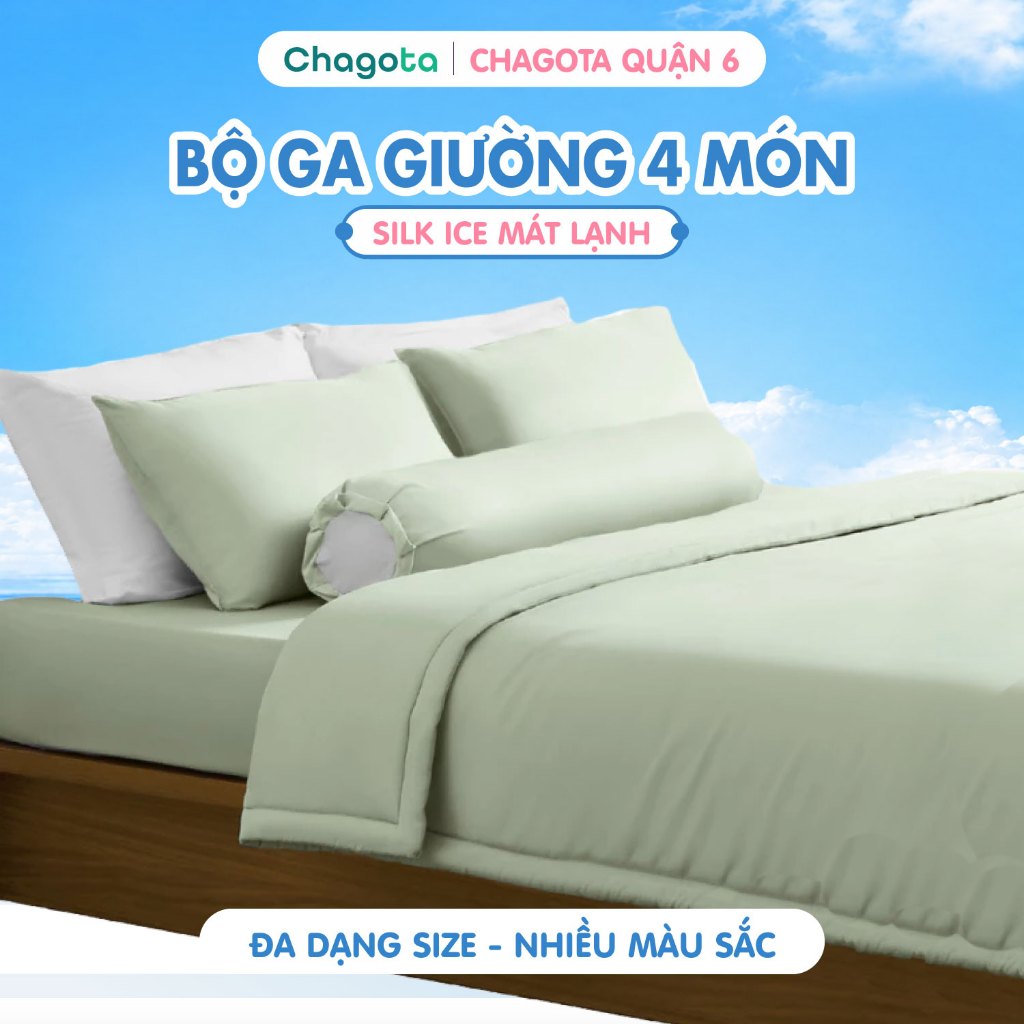 [Giá Tốt] Bộ Chăn Ga Gối Lụa Silk Ice Size 1mx2m Đến 2mx2m2 Mát Lạnh Chagota Bedding Nhiều Màu Cao C