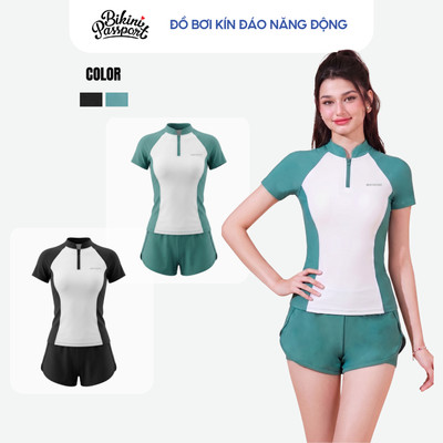 Bộ bikini nữ kín đáo năng động đi biển - Bikini Passport - BS568_GN