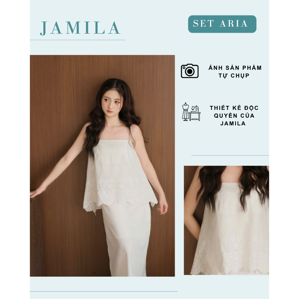 Áo Hai Dây Dáng Xòe Và Chân Váy Dài - Aria set | JAMILA |