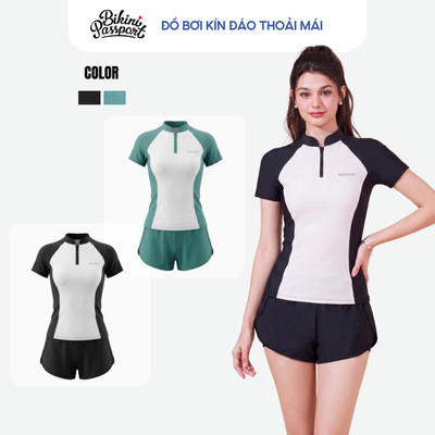 Bộ bikini nữ kín đáo thoải mái vận động đi biển - Bikini Passport - BS568_BL