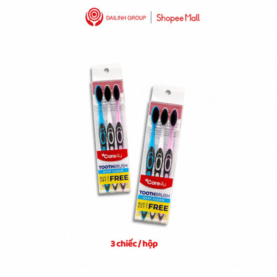 Bàn Chải Đánh Răng Care4u 1 hộp x 3 Cây – Sạch Sâu, Lông Mềm, Làm Sạch Răng & Nướu Hiệu Quả