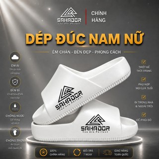 Dép đúc nguyên khối quai ngang thể thao SAHADOR nam nữ in chữ sắt nét đế chống trơn trượt DC03