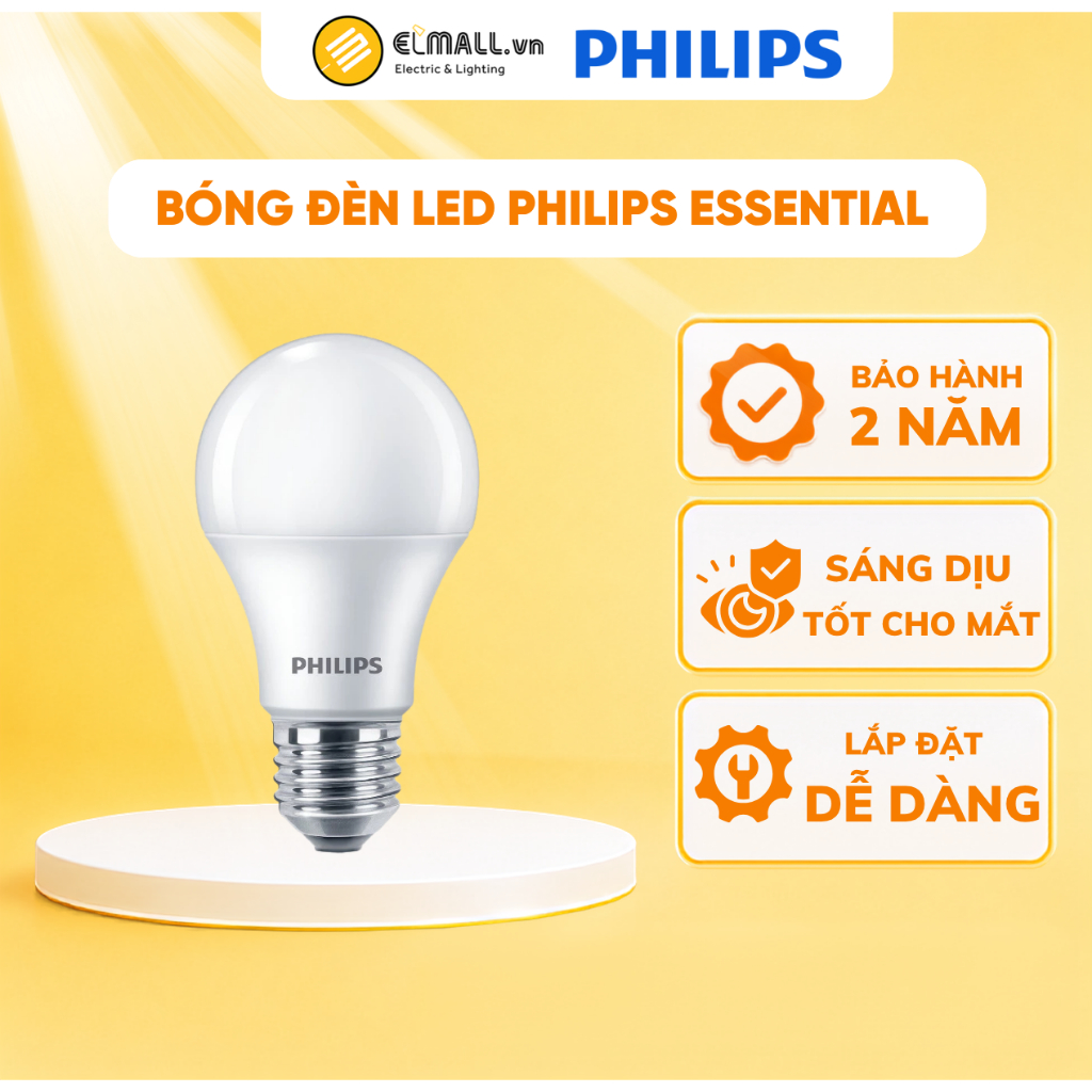 Bóng đèn led bulb 5W, 7W, 9W, 13W E27 VN, led bulb PHILIPS Essential - ELMALL