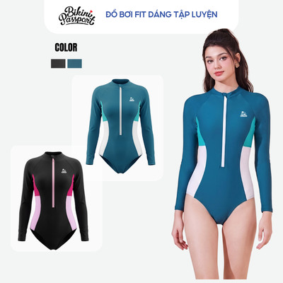 Đồ bơi một mảnh nữ tay dài chống UV tập luyện - Bikini Passport - BS549_CN