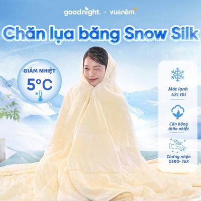Chăn Goodnight Snow Silk 200x220cm Vải Nylon Cooling Bông Microfiber Mềm Mịn Thoáng Mát