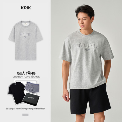 Áo Phông Nam KRIK Form Classic Thiết Kế Typography Thêu Viền Kín Hiện Đại AP1519
