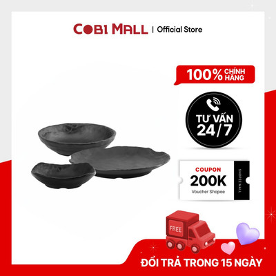 Bộ Chén Dĩa Ly Nhựa Melamine Đen Nhám Sang Trọng, Cổ Điển Cho Bếp, Nhà Hàng Cobi Home