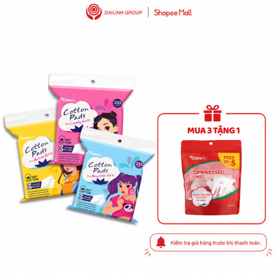 Combo 3 Bông Đắp Toner Care4u 233 Miếng Dùng Đắp Toner Tiết Kiệm Dưỡng Da Mềm Mịn