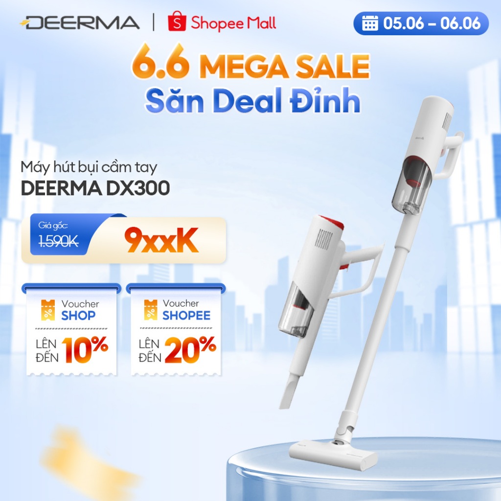 Máy hút bụi cầm tay Deerma DX300 đa năng 3in1 công suất 600W, lực hút lốc xoáy 15000pa - Bảo hành 12 tháng