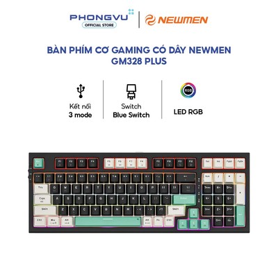 Bàn phím cơ Gaming có dây Newmen GM328 Plus, Blue Switch (Black-Apricot-Blue) - Bảo hành 24 tháng