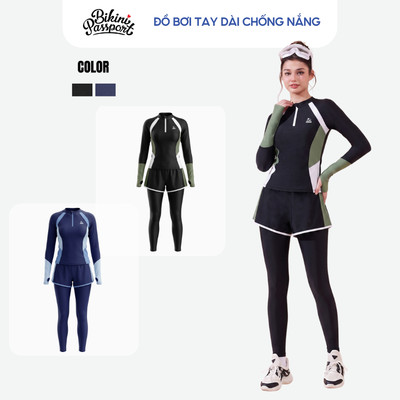 Bộ bikini nữ tay dài chống nắng đi biển - Bikini Passport - BS546_BL