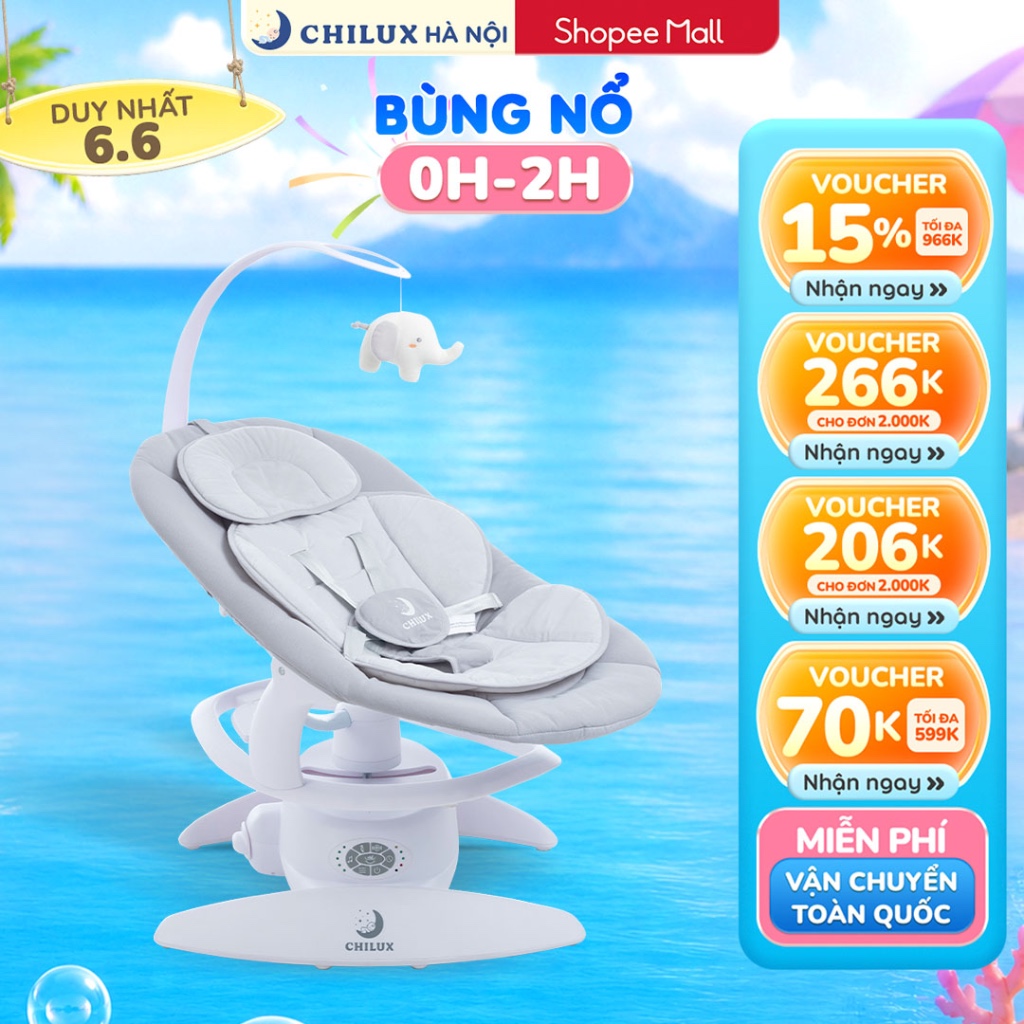 Nôi điện cho bé Chilux E9 - Remote điều khiển từ xa tiện lợi, nôi đu đưa 3 chiều