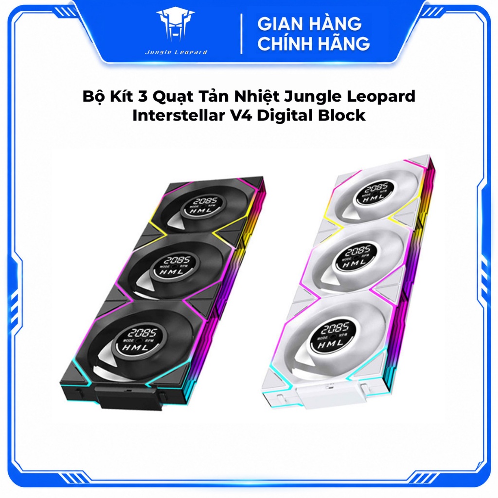 Bộ Kít 3 Quạt Tản Nhiệt Jungle Leopard Interstellar V4 Digital Block - Hiển Thị Tốc Độ