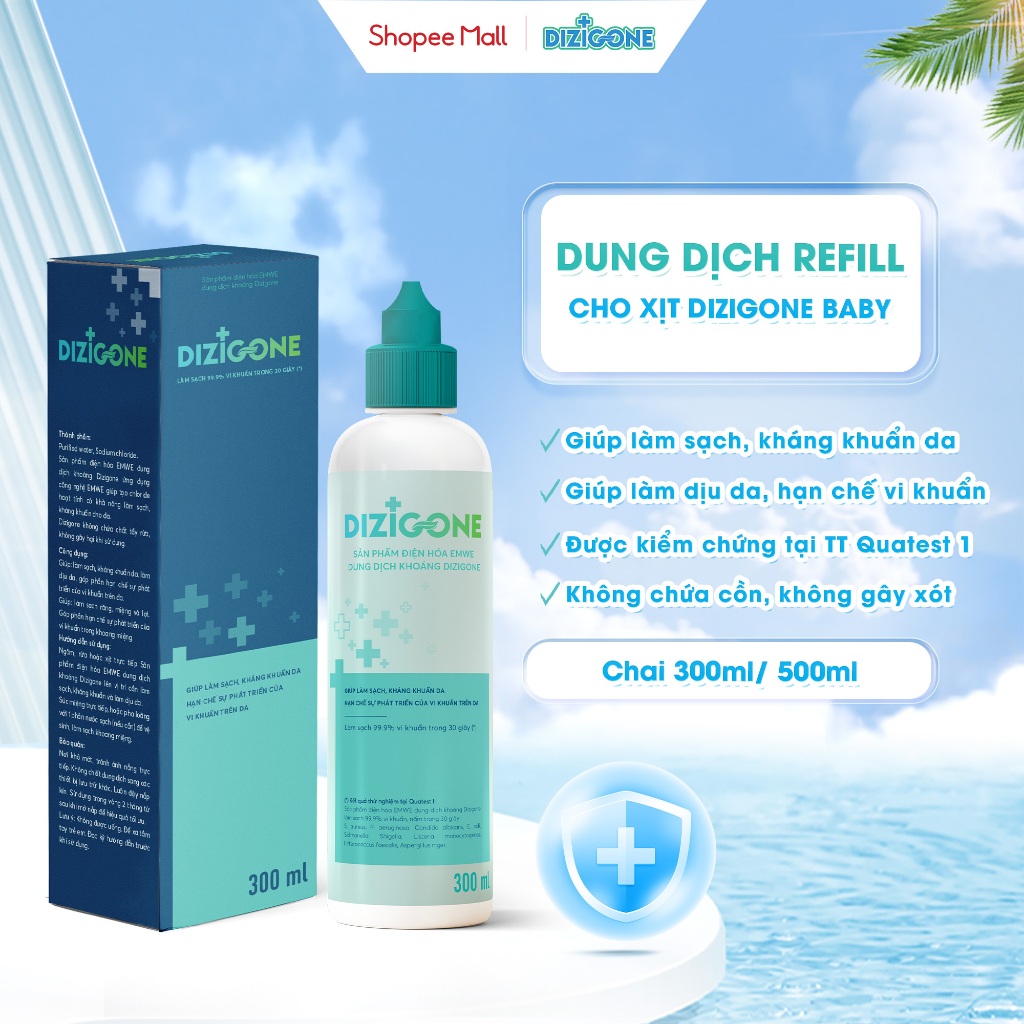 Dung dịch dịu da, kháng khuẩn DIZIGONE: Dung dịch cho chai xịt kháng khuẩn DIZIGONE Baby