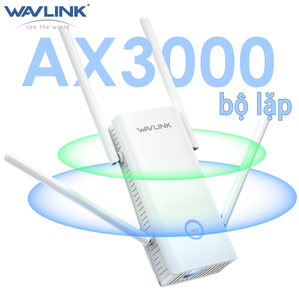 WAVLINK AX3000 Bộ Lặp/AP/Router Wi-Fi 6 Băng Tần Kép, 4 Ăng-ten 5dBi, Phủ 180m², Khuếch đại WiFi, Hỗ