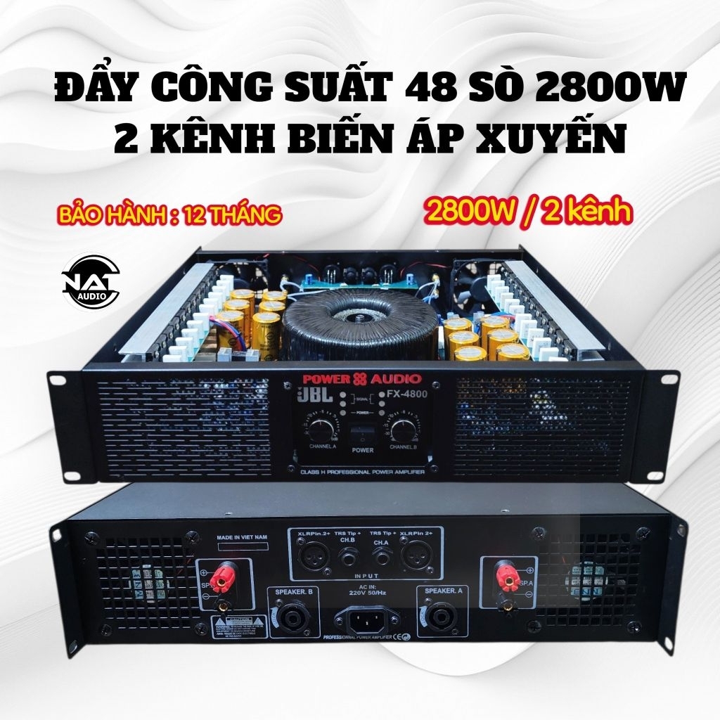 Đẩy công suất JB 2 Kênh 48 sò biến áp xuyến 12 tụ lọc nguồn lớn MODEL : FX4800