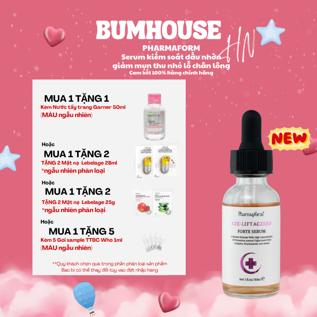 (Mẫu mới)Serum Pharmaform Aze - Lift Aczero Forte Serum Giúp Kiểm Soát Dầu Nhờn, Làm Dịu Giảm Mụn 30