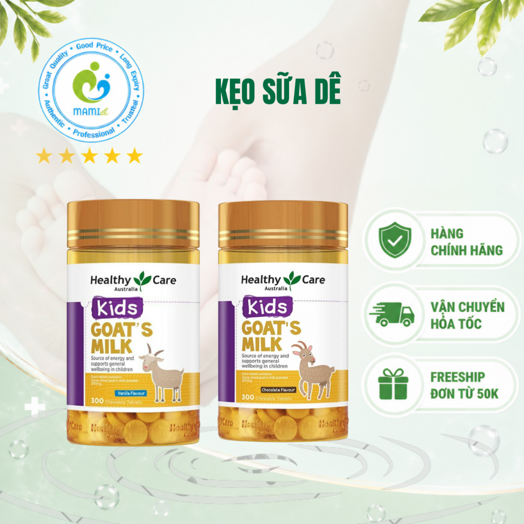 Kẹo sữa dê cô đặc (300v) bổ sung dinh dưỡng, canxi, giảm biếng ăn, còi cọc cho trẻ từ 2 tuổi Healthy