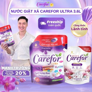 Nước giặt xả Carefor 3,6L + tặng túi 2L tiện lợi lưu hương thơm lâu bền màu mềm vải