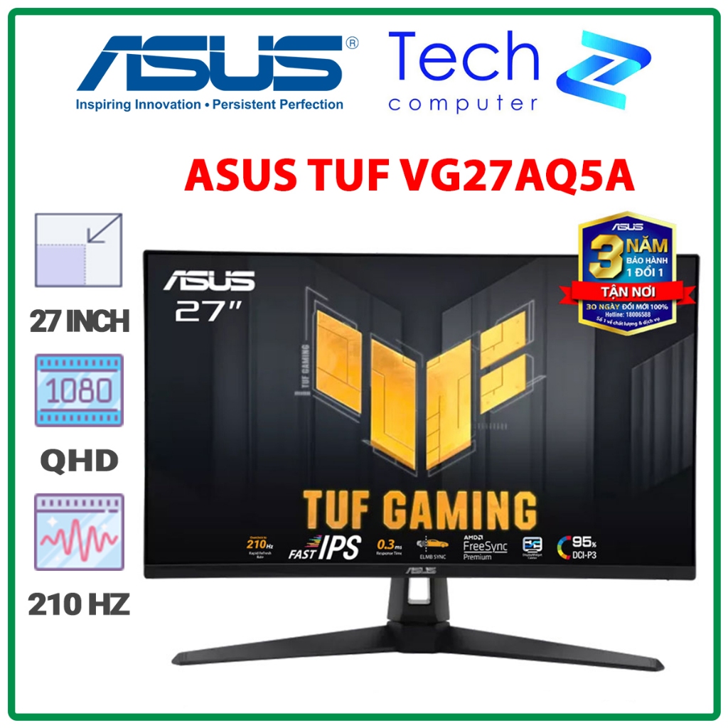 Màn Hình Gaming ASUS TUF VG27AQ5A 27 Inch QHD IPS 210Hz 0.3ms Loa Chính Hãng