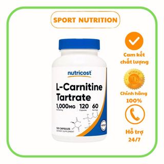 Viên uống Nutricost L-Carnitine Tartrate 1000mg giúp chuyển hóa chất béo thành năng lượng cho cơ thể