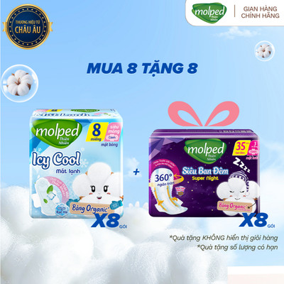 [MUA 8 TẶNG 8_K HIỂN THỊ GIỎ] Combo 8 gói Băng vệ sinh Molped thiên nhiên Mát lạnh có cánh GÓI 8 MIẾNG