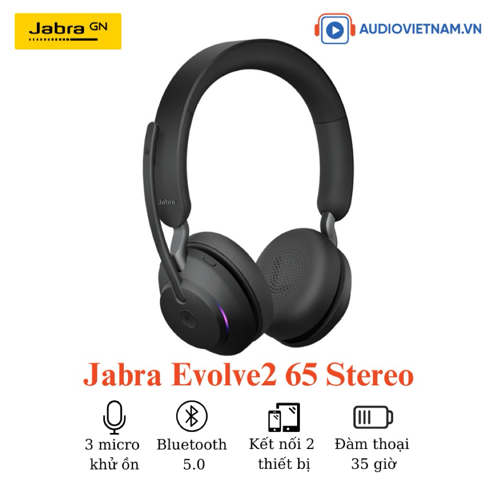 Tai Nghe Jabra Evolve2 65 MSUC Stereo - Hàng chính hãng