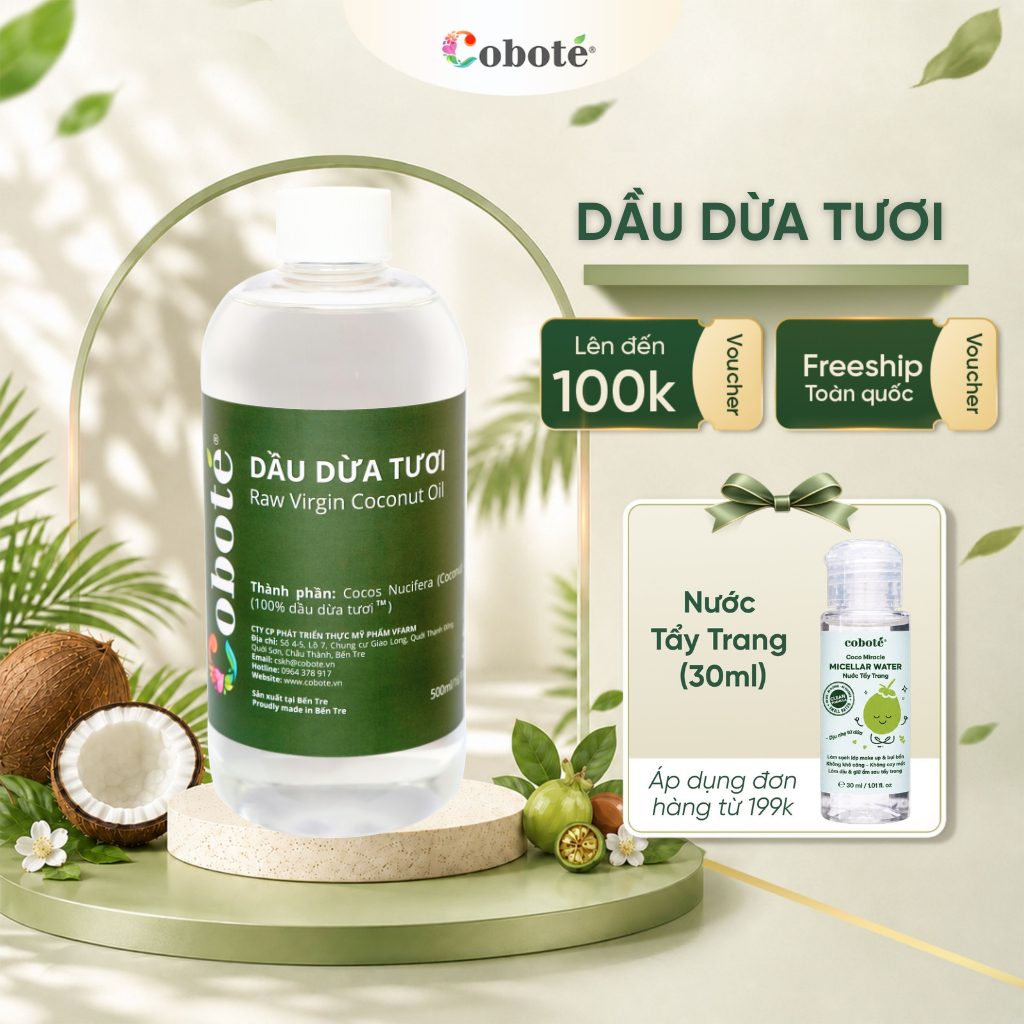 Dầu dừa tươi đa năng Coboté 500ml