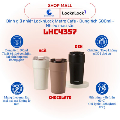 [HỎA TỐC] Ly giữ nhiệt LocknLock Metro Cafe LHC4357 - Dung tích 500ml - Hàng chính hãng
