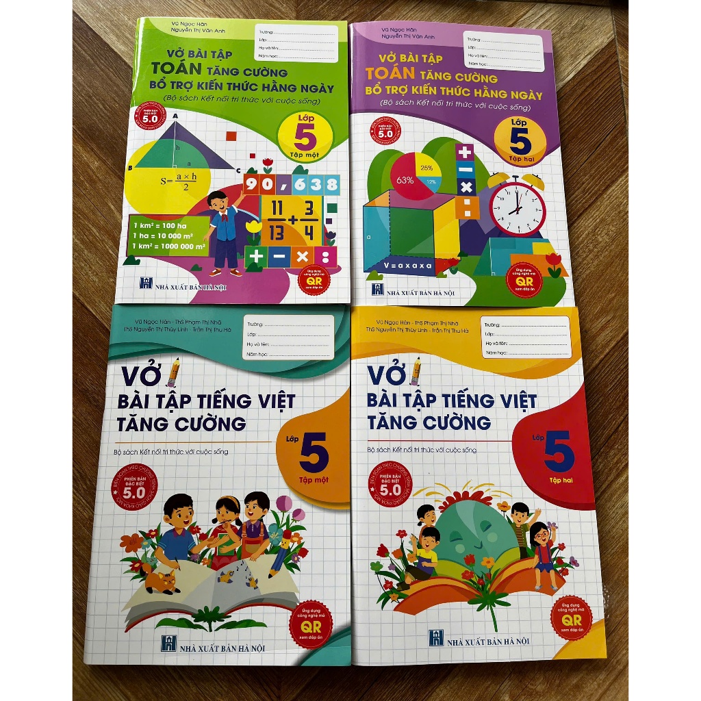 Sách - [Lớp 5 -KNTT] - (Bộ 4 quyển ): Vở bài tập Toán, Tiếng Việt tăng cường lớp 5 (tập 1, tập 2)