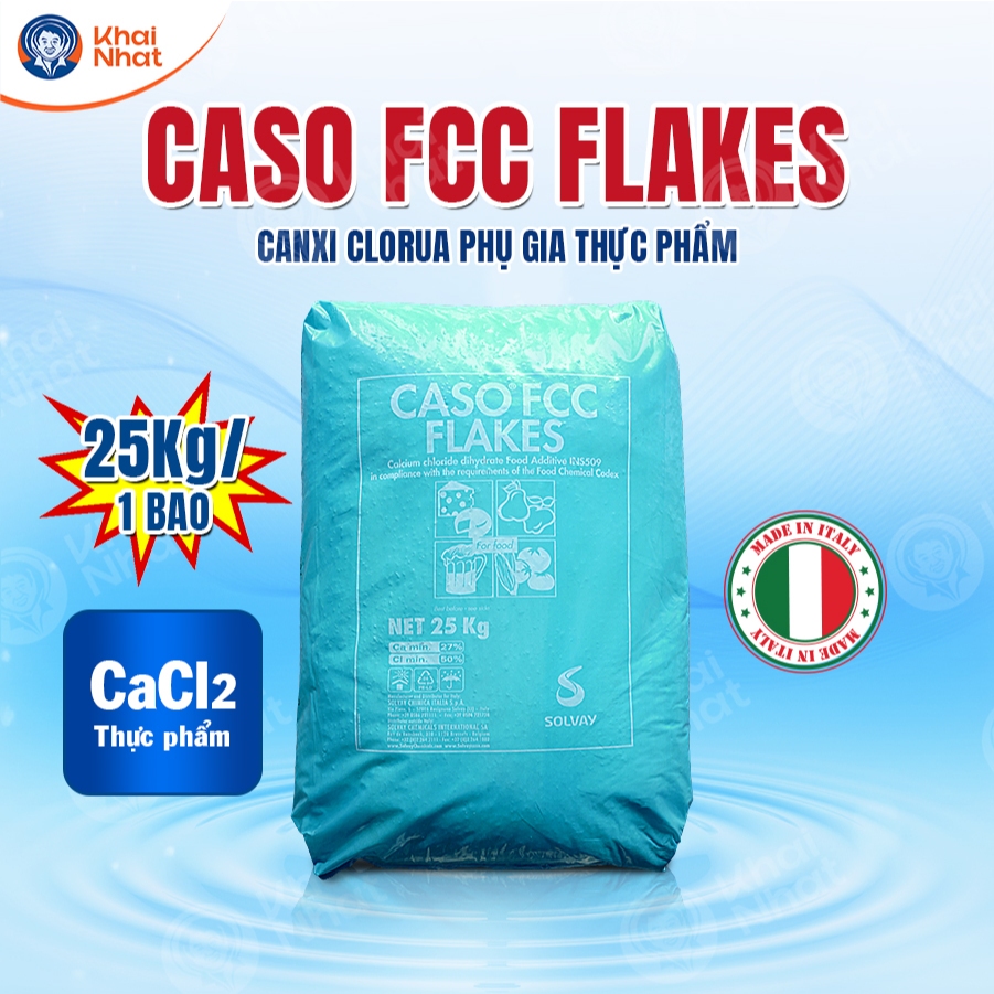 Caso Fcc Flakes - CaCl2 thực phẩm (25kg/bao) - Canxi Clorua phụ gia thực phẩm
